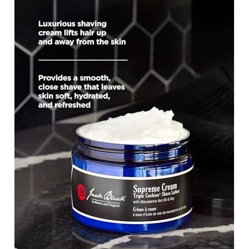 Jack Black Supreme Cream Triple Cushion Shave Lather - Shaving Cream Mens, Shave Cream for Men, Jack Black Shaving Cream for Men, Shaving Lather, Mens Shaving Cream, Jack Black Shave Cream