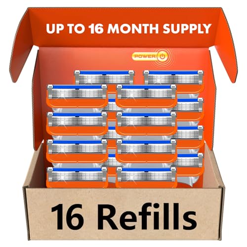 16 Count Razor Blade Shaving Razor Blade Refills for Fusion 5, Orange New Version