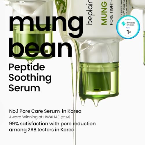 beplain Mung Bean Peptide Soothing Serum (1.69 fl.oz/50ml) | Niacinamide serum | Redness Relief | Hydration | Korean Skincare, For All Skin Types