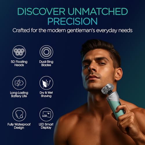 HIENA PRO Cordless Hair Clippers for Men, Professional Barber Kit - Beard Trimmer, Aluminum Foil Shaver, Nose Trimmer, 10 Limit Combs - Fast Charge, Smart LED Display (Clippers/Trimmer)