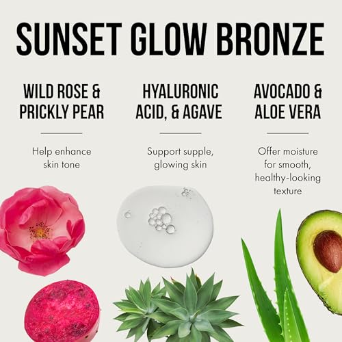 Tan Asz U Giddy Up & Glow Tanning Lotion, 500X Sedona Sunset Wild Bronzer with Wild Rose & Prickly Pear Glow Serum, 7.5 Fl Oz