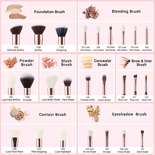 Jessup 25pcs Professional Makeup Brush Set T155 with Makeup Brushes Cleansing Mat A005