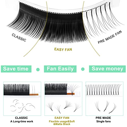 Easy Fan Volume Lashes Volume Lash Extensions Rapid Blooming Lashes Mega Volume Lash Extensions C D curl Flowering Lash Extensions(15-20 mix, CC-0.10)