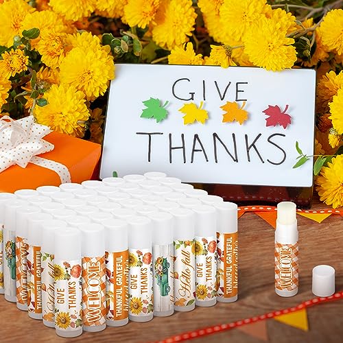 100 Pcs Thanksgiving Christmas Party Gifts Bulk Thanksgiving Lip Balms Favors Holiday Basket Stuffers Christmas Stocking Stuffers Small Thank You Gifts for Women Men (Honey Flavor)
