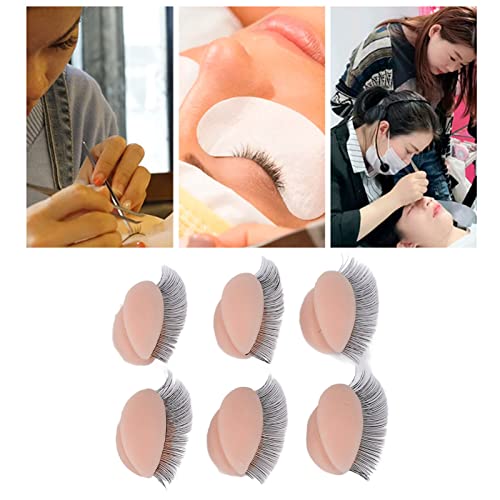 Estink Replaced Eyelids, 3 Pairs 2 Layers Layering Effect Silicone Double Eyelashes Replace Eyelids Replaced Makeup Eyelids for Mannequin Head Eyelash Training Institution Training Tool