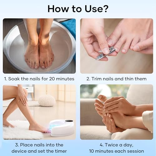 Home Toenail Repair Treatment for Multiple Toenails & Fingernails, Three Modes 3/5/10 Minutes, Rechargeable