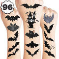 96 PCS Bat Halloween Pre-Cut Temporary Tattoos Birthday Party Decorations Supplies Favors Scary Halloween Bats Cute Decor Tattoo Stickers Gifts For Game Boys Girls Classroom School Prizes Reward