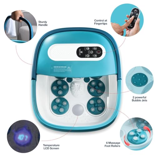 Medical king Foot Spa with Heat and Massage Electric Rotary Massage Includes A Remote Control, A Pumice Stone - Motorized Shiatsu Massage Balls