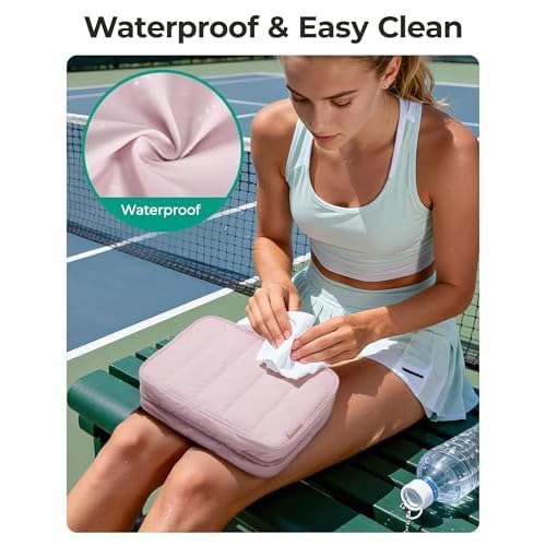 BAGSMART Travel Toiletry Bag for women, Portable Hanging Hook Makeup Bag Organizer, Waterproof Makeup Cosmetic Bag, for Full-Size Accessories, Toiletries, Pink