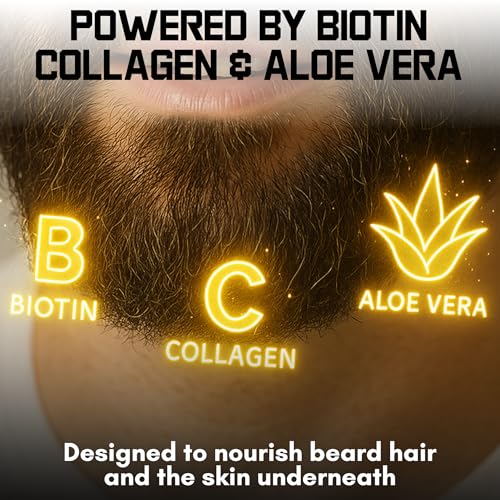 Biotin Beard Conditioner & Softener for Men ? with Aloe Vera & Collagen, Moisturizing Cream for Coarse Dry Hair, Beard and Skin ? Sandalwood Scent Care Leave In Conditioner Alternative for Black Men