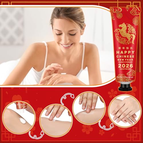 Loopeer 24 Pcs 2026 Chinese New Year Gift Bulk Mini Hand Cream Lunar Year of The Horse Travel Size Hand Lotion Moisturizing Thank You Gift for Women Employee Coworker CNY Party Supplies