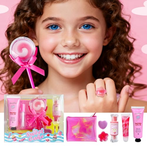 M&U MAKE YOU UP Lip Gloss Set for Girls, 11Pcs Lip Care Set with Ice Cream and Lollipop Shaped Lip Glosses