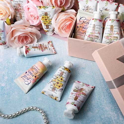 100 Pcs Christian Hand Cream Bulk Gifts for Women Bible Verse Mini Hand Lotion Scripture Travel Lotion for Dry Cracked Christian Religious Gifts Bulk for Mom Women Teacher Wedding Favors (Cross Style)