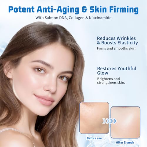 Salmon DNA PDRN Anti-Aging Serum, Microneedling Aftercare & Barrier Support with Collagen, Niacinamide & 6 Hyaluronic Acids, Wrinkles, Radiance & Hydration, Korean Skincare, 1.5 ml x 30 Vials (1Pack)