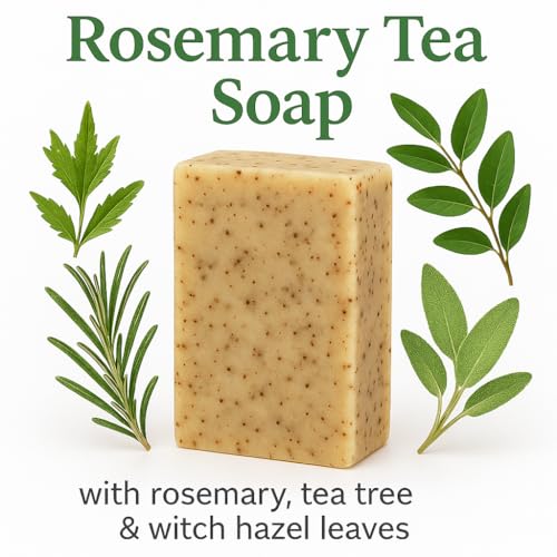 Rosemary & Tea Soap Bar | Premium Cold Processed | Handcrafted | Natural Ingredients | Made in USA | Gentle Nourishing Face & Body Bar