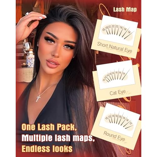 Fluffy Lash Clusters Kit Volume 200D Lash Extension Kit Cluster Eyelash Extension Kit 10-18MM Eyelash Clusters Kit with Lash Bond and Seal Tweezers D Curly Individual Lashes Kit by JIMIRE