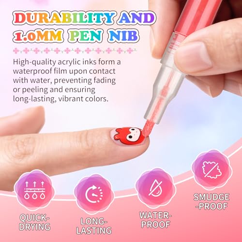36 Colors Nail Art Pen Set,3D Acrylic Nails Art Markers Pens,Quick Dry Nail Doodle Pens for Home & Salon DIY Nail Art £¨1.0 mm Pen Nib£©