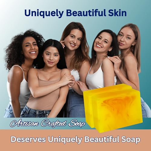 Lemon Turmeric Kojic Acid Soap Bars for Dark Spots | Vitamin C & E, Retinol, Collagen, Tea Tree Oil Face Soap Bars | Natural Soap Bar for Women & Men