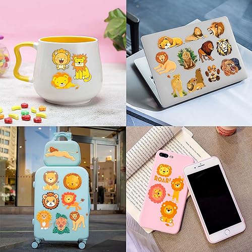96PCS Cute Lion Pre-Cut Temporary Tattoos ? Safari Jungle Theme Birthday Party Decorations Supplies, Party Favors, Fun Stickers for Kids Adults Boys Girls, Classroom Gifts & Rewards