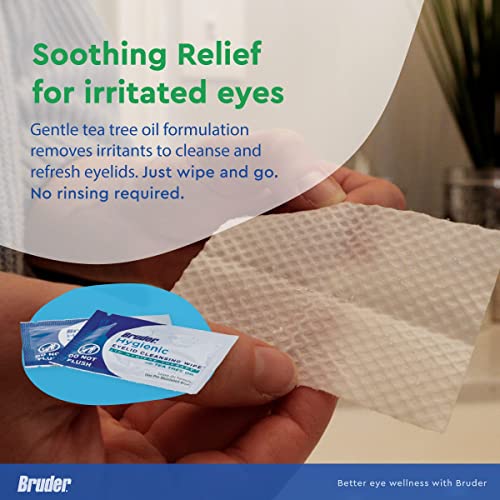 Hygienic Eyelid Cleansing Wipes with Tea Tree Oil l Relief from Demodex l Pre-Moistened, Rinse-Free Exfoliating Wipes Remove Excess Oil and Debris from Eyelids & Lashes l 30 Count Box