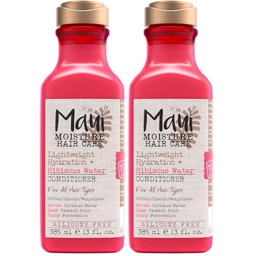 Maui Moisture Lightweight Hydration + Hibiscus Water Conditioner for Daily Moisture, No Sulfates, 13 fl oz (Pack of 2)