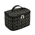 Makeup Bag, Luxury Tweed Cosmetic Bag for Women, Large Capacity Toiletry Bag Portable Organizer Pouch with Handle