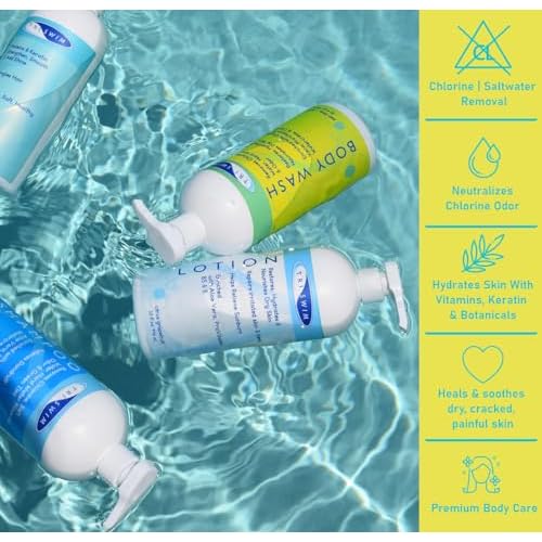 TRISWIM Chlorine Removal Body Wash 32 Fl Oz | Removes Chlorine, Bromine, Hard Water Minerals & Saltwater | Hydrates & Restores Skin | Zen Lime + Mango Scent