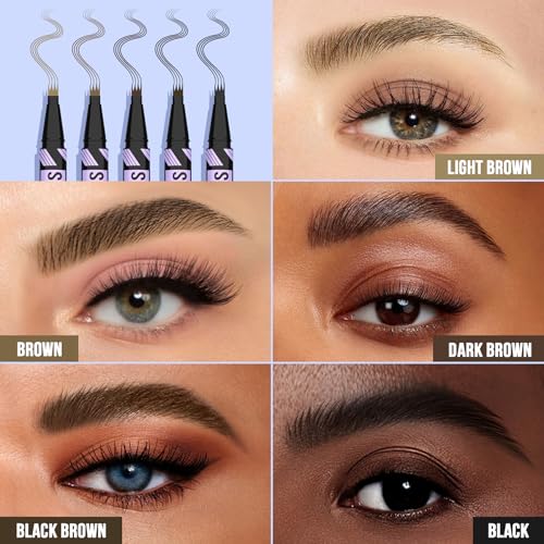 Vevivia Eyebrow Pen and Eyebrow Gel - Brow Pen 2-in-1 Eyebrow Pencils for Women with Micro-Fork Tip and Brow Gel Clear, Eyebrow Makeup for All-Day Defined, Fuller Brows, Dark Brown