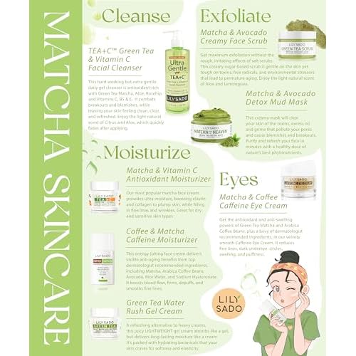 LILY SADO MATCHA MADE IN HEAVEN¢â Green Tea Matcha & Avocado Face Mask - Natural Organic Vegan Facial Mask - Anti-Aging Antioxidant Defense Against Acne, Blackheads & Wrinkles ? Get Visible Results