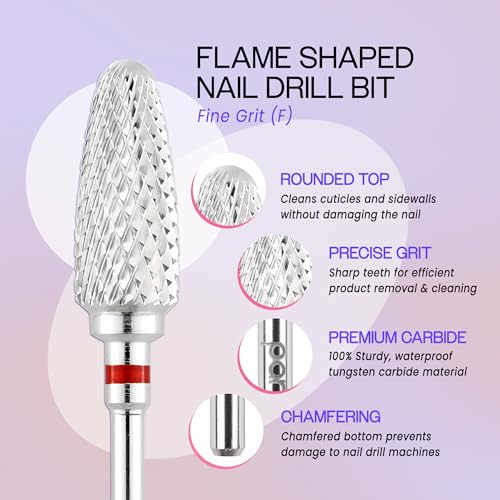 Pana 3/32" Safety Bit Nail Carbide Bit - For Electric Dremel Drill Machine (Fine, Flame -Silver)