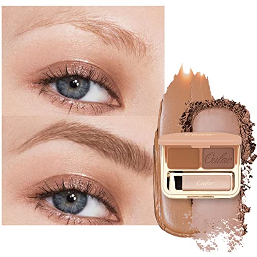 Oulac Waterproof Brown Eyebrow Powder Kit with Brow Brush 2 in1 Long Lasting Instant Eyebrow Pomade & Powder Natural Makeup for Sparse Brows 3.2 g/0.11 oz (Ginger£©