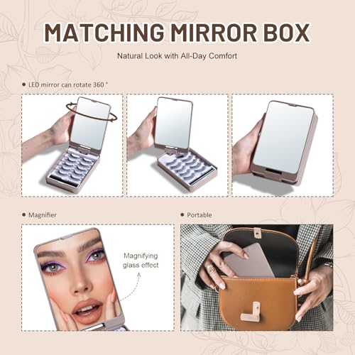 BS-MALL False Eyelashes ? Wispy Lashes 100% Handmade Natural Look, Reusable & Durable, Includes 5X Magnifying Mirror and Application Kit (Style03)