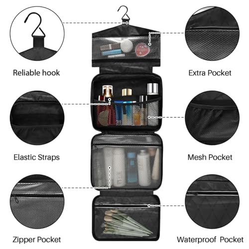 senya Toiletry Bag Travel Bag with Hanging Hook Cute Red Watermelon Slice Makeup Cosmetic Bag Travel Organizer Water-resistant for Toiletries Accessories Shampoo Full Sized Container,L