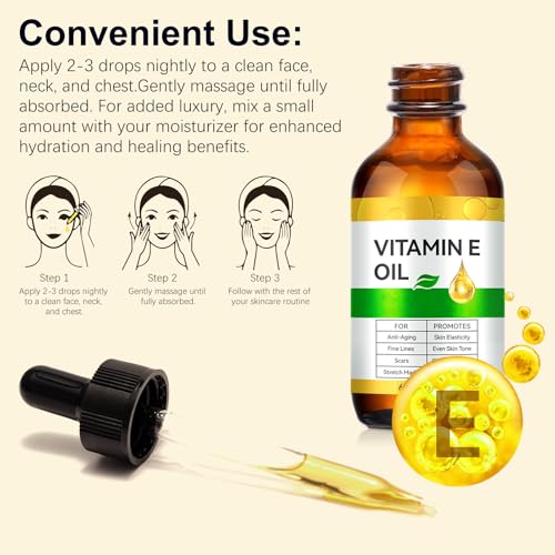 Vitamin E Oil for Face and Skin - Ultra Concentrated Pure Vitamin E Oil for Deep Moisturizing, Hair Care 2 Packs