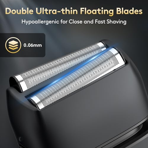 Brightup Electric Foil Shavers for Men - Smooth & Close Electric Razor for Men with Pop Up Trimmer - Wet Dry Shaving/Travel Lock/LED Display/IPX6 Waterproof