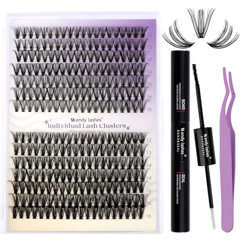 Lash Clusters Kit Natural for DIY: 280-Pcs 30D+40D Ultra-light Waterproof Eyelashes, D Curl Cat Eye 12-16mm Mixed Fake Lashes by Wendy Lashes