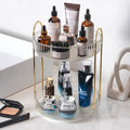 Rotating Makeup Organizer Countertop 2 Tier Lazy Susan Trays Clear Skincare Perfume Storage for Bathroom Counter Vanity, Transparent