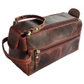 Leather Wash Bag for Men - Travel Toiletry Bag - Shaving Dopp Kit Toiletries Organizer - Leather Makeup Bag for Women