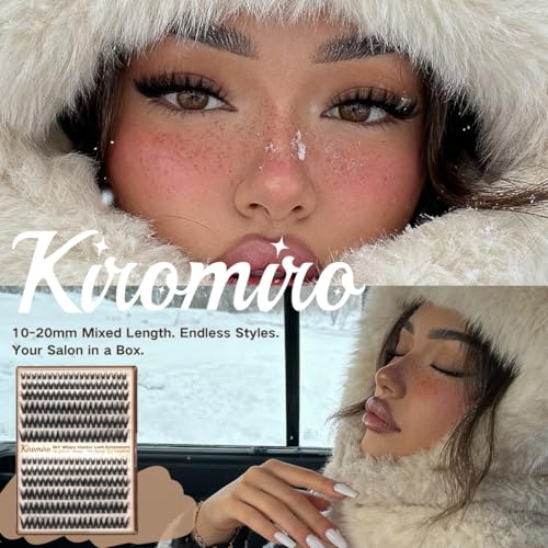 Kiromiro Lash Clusters Wispy Clusters Eyelash Extensions 10-20mm Fluffy Individual Lashes Extension DIY CC Curl Cluster Lashes Volume Eyelash Clusters