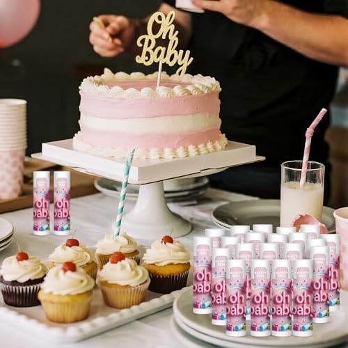 60 Pack Oh Baby Lip Balm Set, Baby Shower Favors for Guests,Shower Game Winner Gifts, Gender Reveal Party Favors