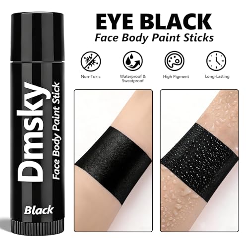 Dmsky 10 Packs Eye Black Sports Stick for Football, Baseball, Softball-Anti-Glare Face Body Paint Stick Kit,Water-Proof Eye Sports Paint Sticks,Eyeblack Painting Kit for Athletes & Fans