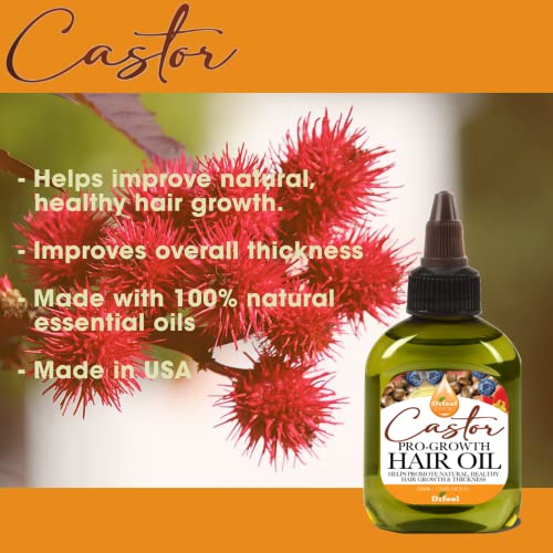 Difeel Essentials Pro-Growth Castor Hair Oil 2.5 oz. - Natural Castor Oil for Hair Growth made with 100% Natural Essential Oil