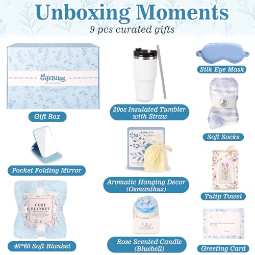 Spa Gift Baskets For Women, Self Care Gift Basket, Comfort Baskets For Women, Get Better Soon Care Package , Birthday Gifts For Girls, Hug In A Box Sympathy, Stress Relief Gifts For Men
