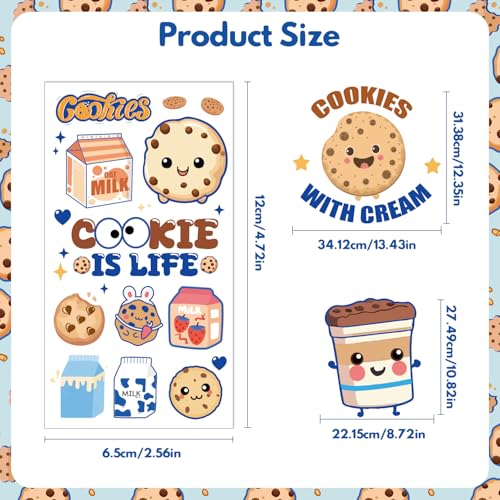Cute Cookie Temporary Tattoos Stickers - 20 Sheets 280 Pcs One Sweet Cookie Birthday Decor Milk Cookies Tattoo Stickers for Cookies Birthday Party Decorations Party Favor Supplies