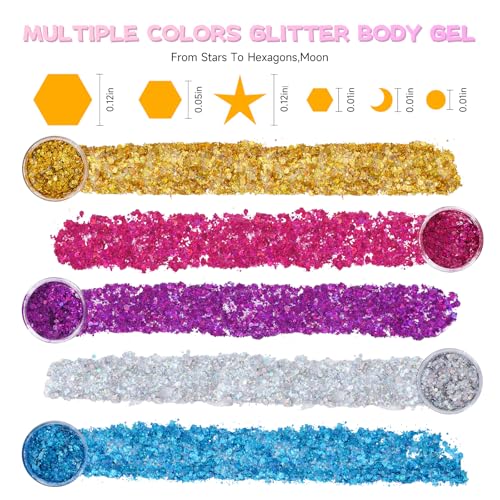 Purple Face Body Glitter Gel,Sparkly Face Glitter for Women,Mermaid Sequins Hair Glitter Makeup£¬Chunky Glitter Makeup for Face/Body/Hair/Eyes,Easter Basket Stuffers for Teens