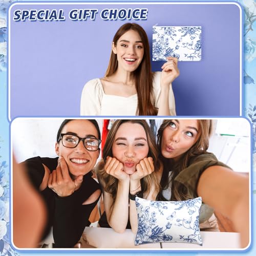 20 Pcs Floral Makeup Bags with Zipper Canvas Cosmetic Bags Bulk for Women Pencil Bag Travel Toiletry Pouch Gift for Health Nurse Mother Teacher (Blue)
