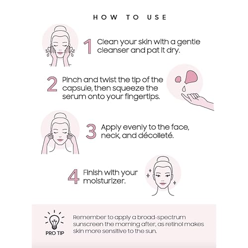 Retinol Anti Aging Wrinkle Correction Night Serum with Hyaluronic Acid Serum for Dark Spots, Post-Acne Scars, Instantly Plump & Hydrates Skin, Unscented, 30 Capsules