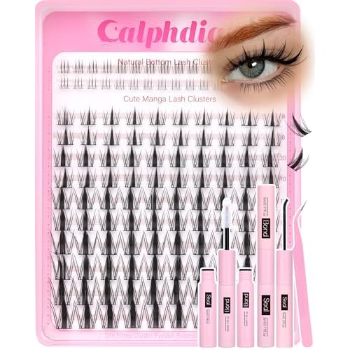 Fairy Lash Clusters Kit 8-16mm Manga Eyelash Clusters with 5-6mm Bottom Lashes C-curly Lash Extension Kit Spiky Anime Individual Lashes DIY Cluster Eyelash Extensions Kit Natural Thin Band Lash Kit