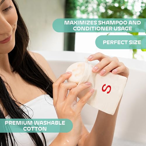 NOLE Shampoo Bar Rescue Bag - Shower Accessory for Maximizing Your Shampoo and Conditioner Bars, Functional, Sustainable, and Easy-to-Use, Reduce Plastic Waste, Ultra-Fine Cotton, 6 x 6 Inch Size