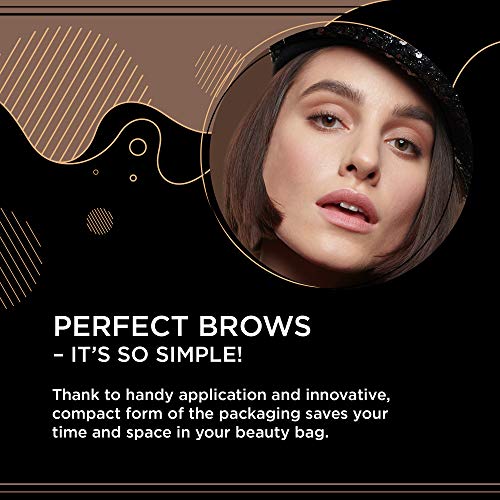 Eveline Cosmetics Brow Styler 3-in-1 Durable Multifunctional Eyebrow Pen | Medium Brown Eyebrow Make Up | Precision Brush | Natural Effect | Powder with Applicator